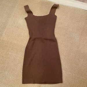 Beige Botany brown knitted mini dress